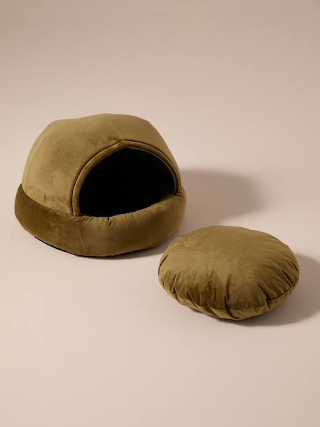 Velvet cat cocoon basket bronze 