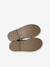 Leather zip-up ankle boots for kids brown+golden yellow 