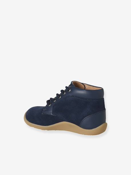 Lace-Up Soft Leather Ankle Boots for Babies, Designed for First Steps blue+navy blue+set blue 