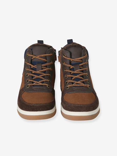 High Top Lace-Up Trainers with Zip, for Boys brown 