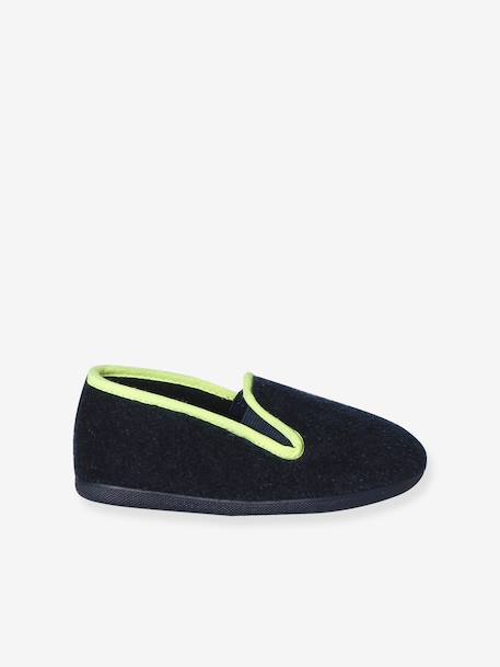Elasticated Velour Slippers for Children blue+grey 