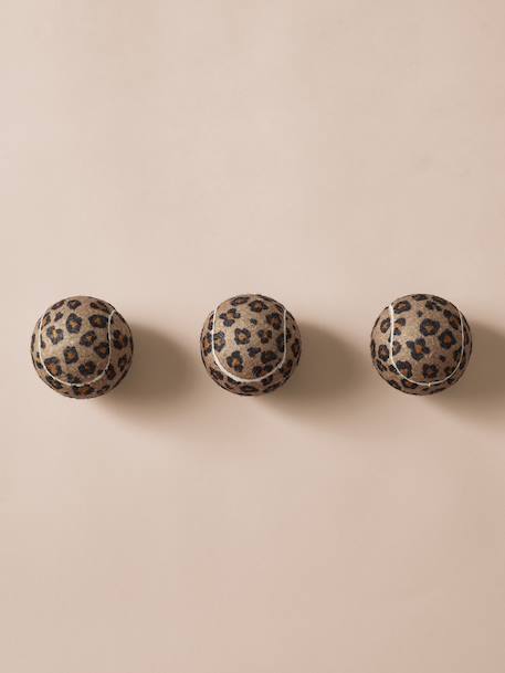 Pack of 3 rubber dog balls printed brown 