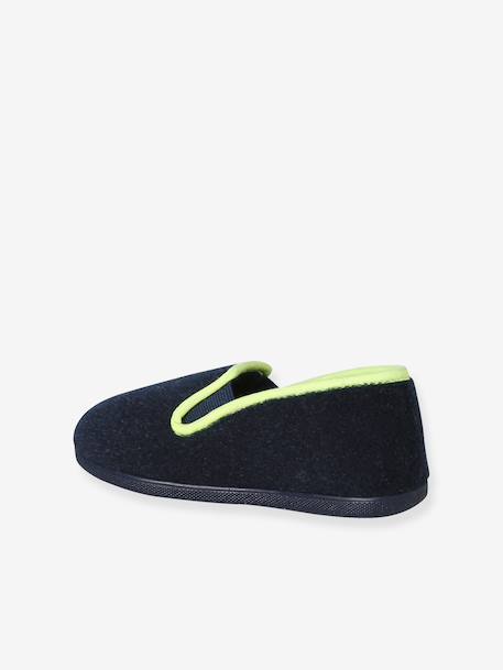 Elasticated Velour Slippers for Children blue+grey 