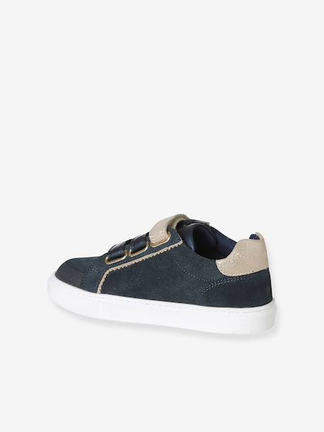 Trainers with Leather Hook-&-Loop Straps for Children ecru+navy blue+printed white+set white 