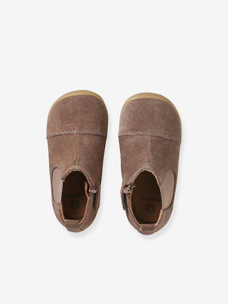 Soft Leather Boots, Zipped & Elasticated beige+camel+navy blue 