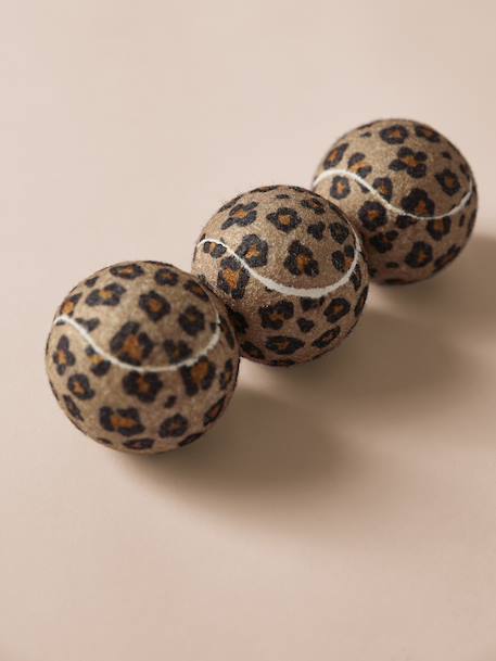 Pack of 3 rubber dog balls printed brown 