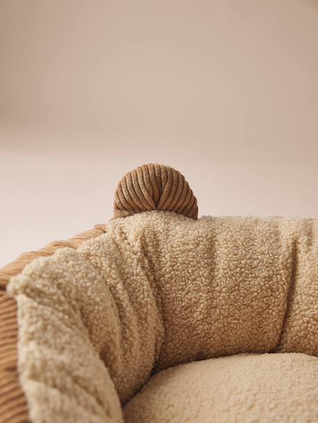Quilted pet basket FAMILY caramel+printed brown 