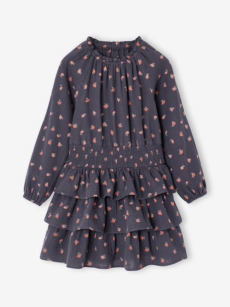 Dress and gilet set for girls slate blue 