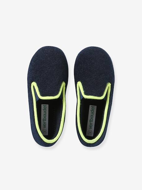 Elasticated Velour Slippers for Children blue+grey 