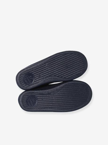 Elasticated Velour Slippers for Children blue+grey 