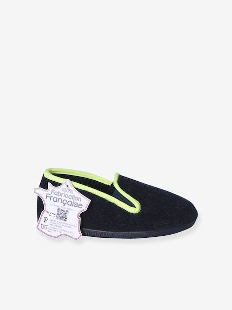 Elasticated Velour Slippers for Children blue+grey 