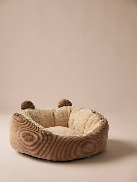 Quilted pet basket FAMILY caramel+printed brown 