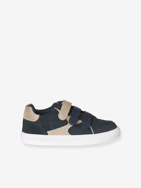Trainers with Leather Hook-&-Loop Straps for Children ecru+navy blue+printed white+set white 