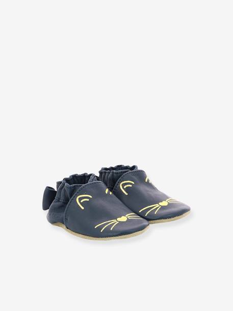 Goldy Cat Soft Soles Booties, by ROBEEZ© Dark Blue 