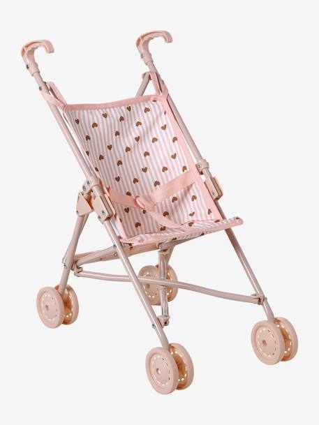 Doll pushchair green+rose 