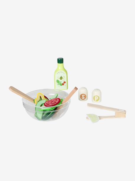 FSC 100% wooden salad set with spinner ecru 
