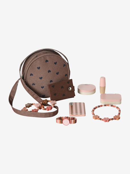 Handbag with FSC®100%  wooden accessories brown 