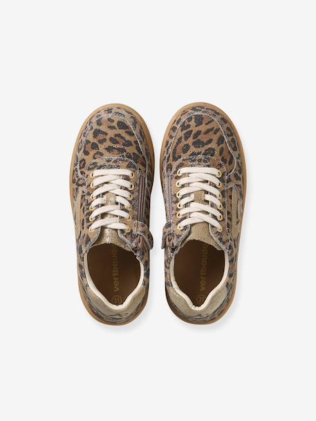 Pair of girls leather trainers beige+brown 