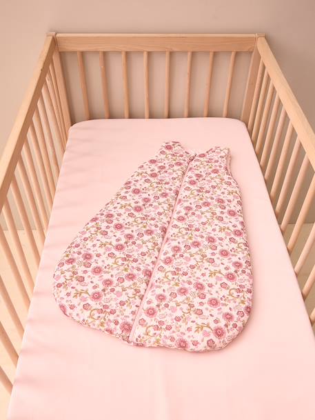 Sleeveless cotton gauze baby sleep bag printed pink 