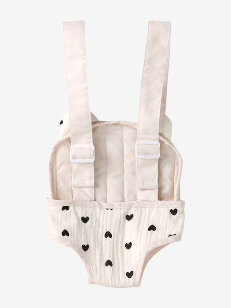 Baby Carrier For Dolls, in Cotton Gauze black+printed pink+rose+yellow 