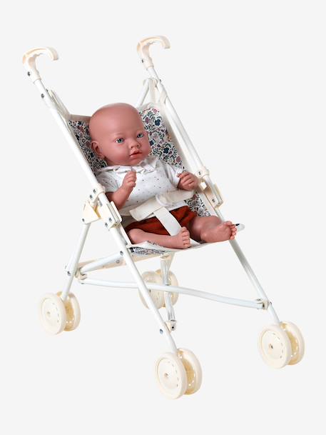Doll pushchair green+rose 