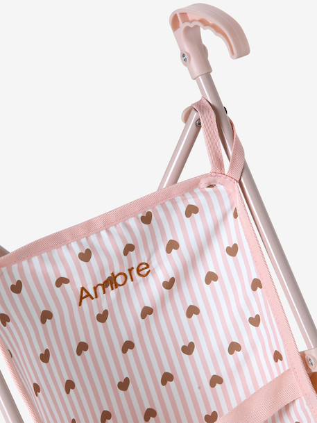 Doll pushchair green+rose 