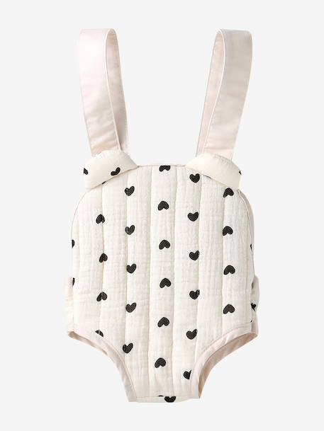 Baby Carrier For Dolls, in Cotton Gauze black+printed pink+rose+yellow 