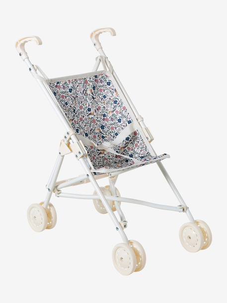 Doll pushchair green+rose 