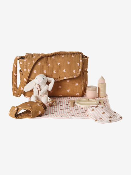 Changing Bag & Accessories in FSC® 100% Wood, PETITES FLEURS caramel 