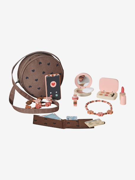 Handbag with FSC®100%  wooden accessories brown 
