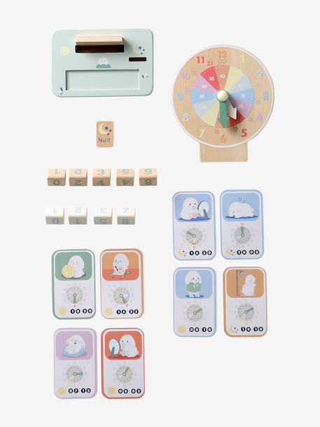 FSC 100% wooden learning clock wood 