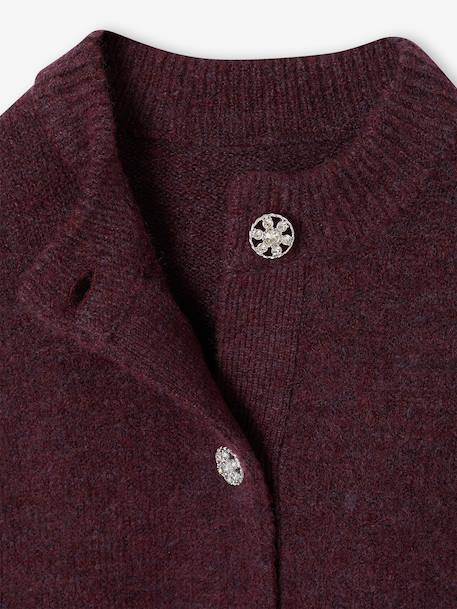 Cardigan with jewel buttons for girls plum 