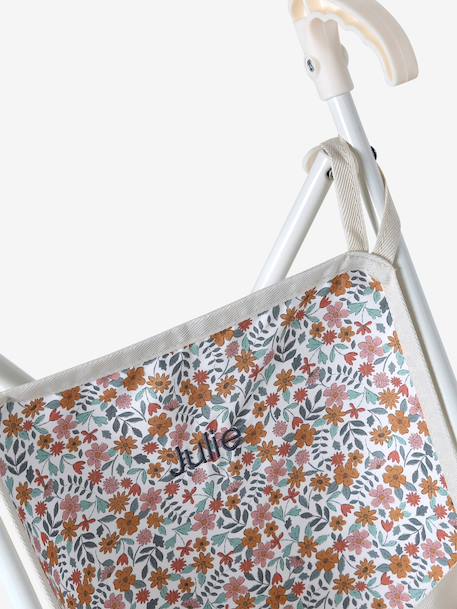 Doll pushchair green+rose+yellow 