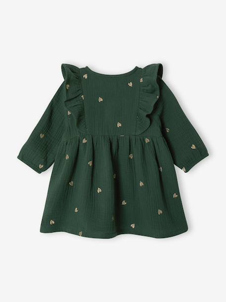 Muslin dress for baby girls green 