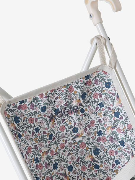 Doll pushchair green+rose 