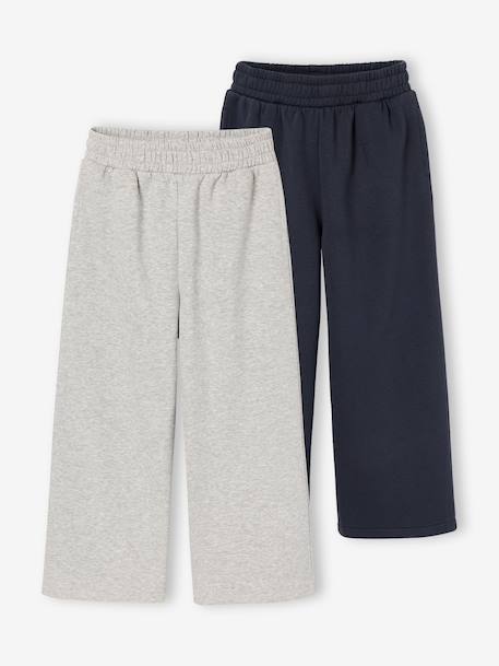 Pack of 2 wide-leg trousers for boys grey 