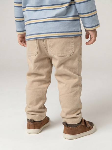 Lined Twill Trousers for Baby Boys beige+Dark Blue+GREEN MEDIUM SOLID+pecan nut 