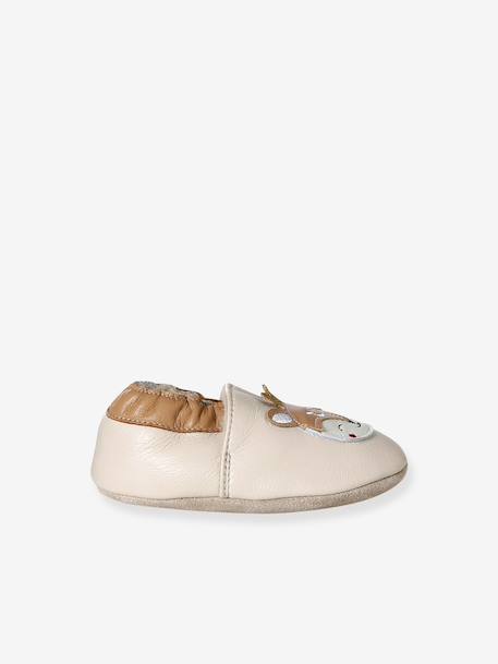 Soft leather baby slippers beige 