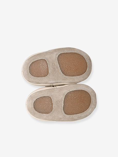Soft leather baby slippers beige 