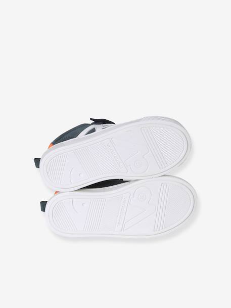 Leather trainers with elasticated laces for boys navy blue 