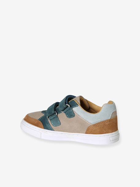 Leather trainers with touch-fastening straps for boys set brown 