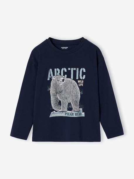 Long-sleeved T-shirt for boys green+navy blue 