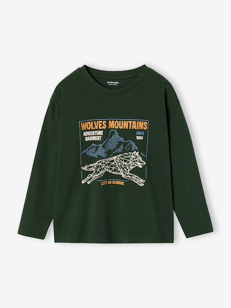 Long-sleeved T-shirt for boys green+navy blue 