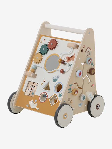 Wooden Walker with Brakes - Wood FSC® Certified caramel+rose+WHITE MEDIUM SOLID WITH DESIGN+wood 