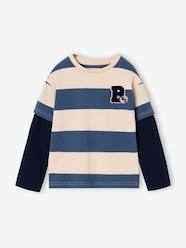 Boys-Striped T-Shirt with a Double-Sleeve Effect