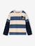 Striped T-Shirt with a Double-Sleeve Effect medium blue+striped green+striped red 
