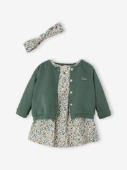 Baby-3-Piece Outfit: Dress + Cardigan + Headband for Baby Girls