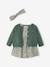 3-Piece Outfit: Dress + Cardigan + Headband for Baby Girls coral+green+grey blue+old rose 