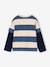 Striped T-Shirt with a Double-Sleeve Effect medium blue+striped green+striped red 