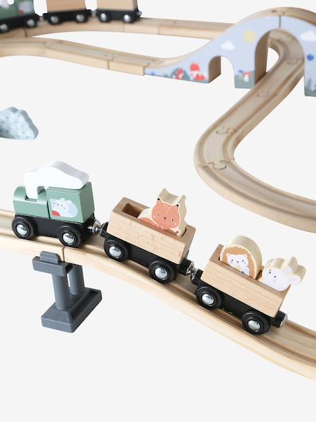 FSC 100% 55-piece wooden train set wood 